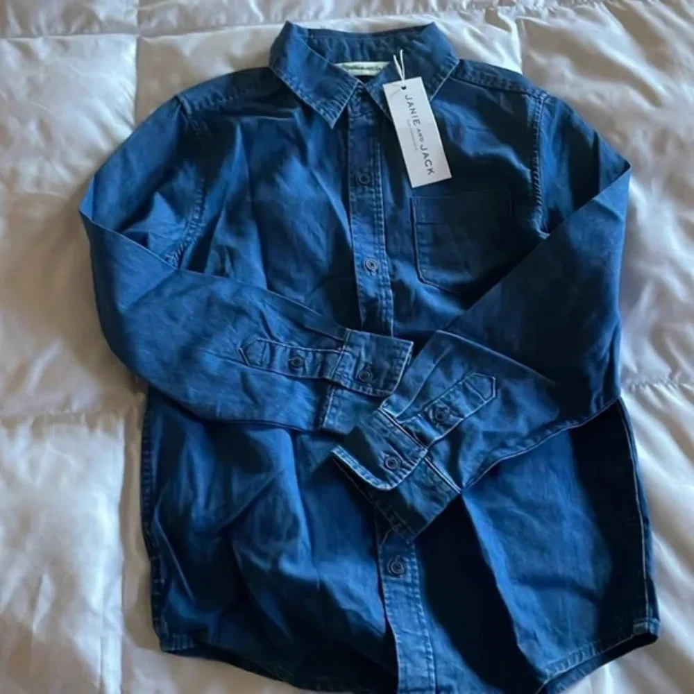 Janie and Jack Boy's Chambray Blue Denim Shirt